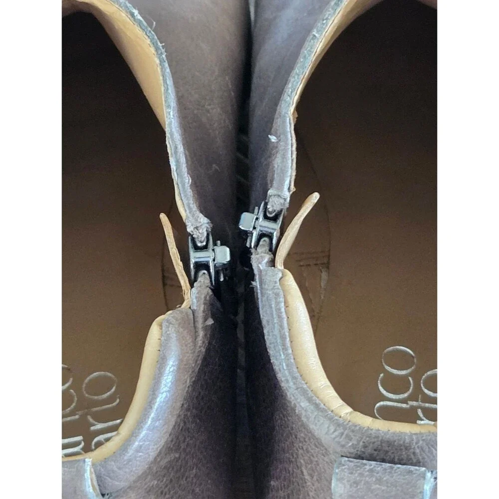 Franco Sarto Keegan Dual Zip Leather Ankle Booties size 8 Brown